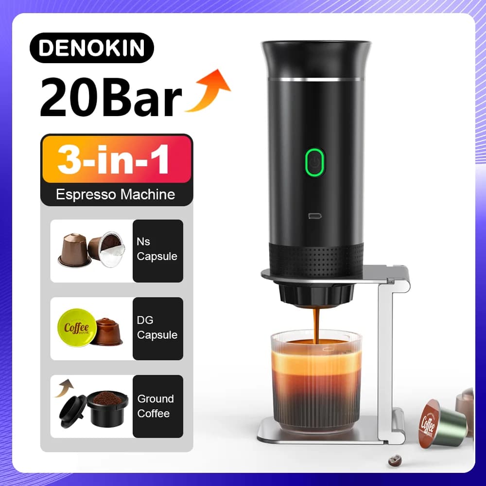 Bærbar 3-i-1 espresso kaffemaskin