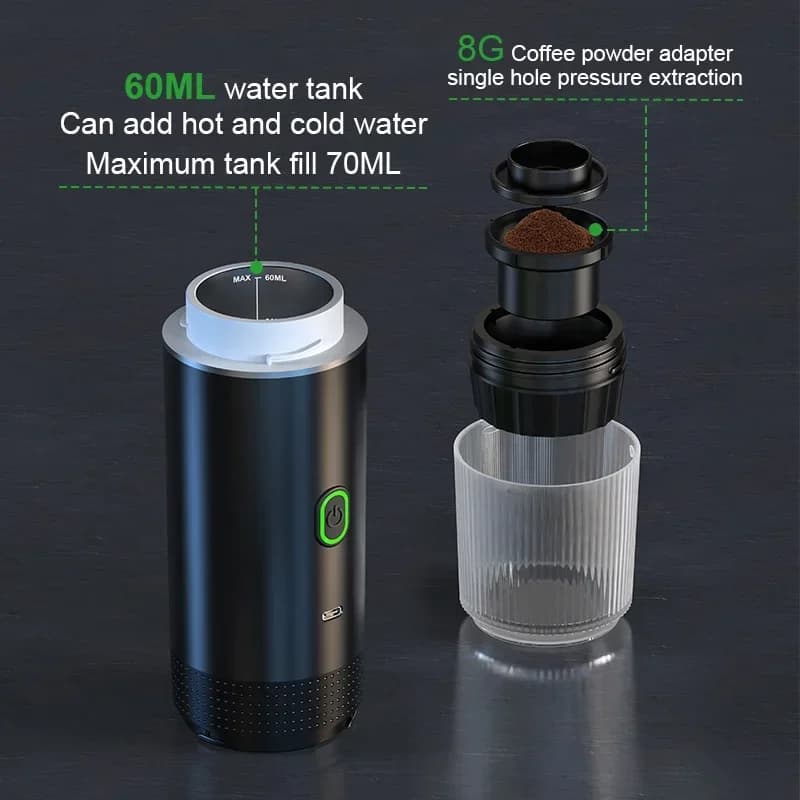Bærbar 3-i-1 espresso kaffemaskin