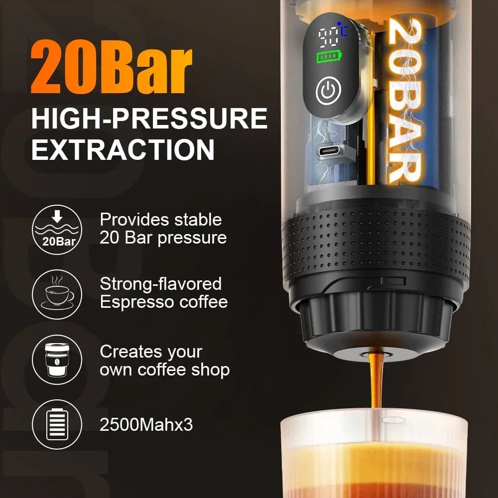 Bærbar espressokaffemaskin 3-i-1