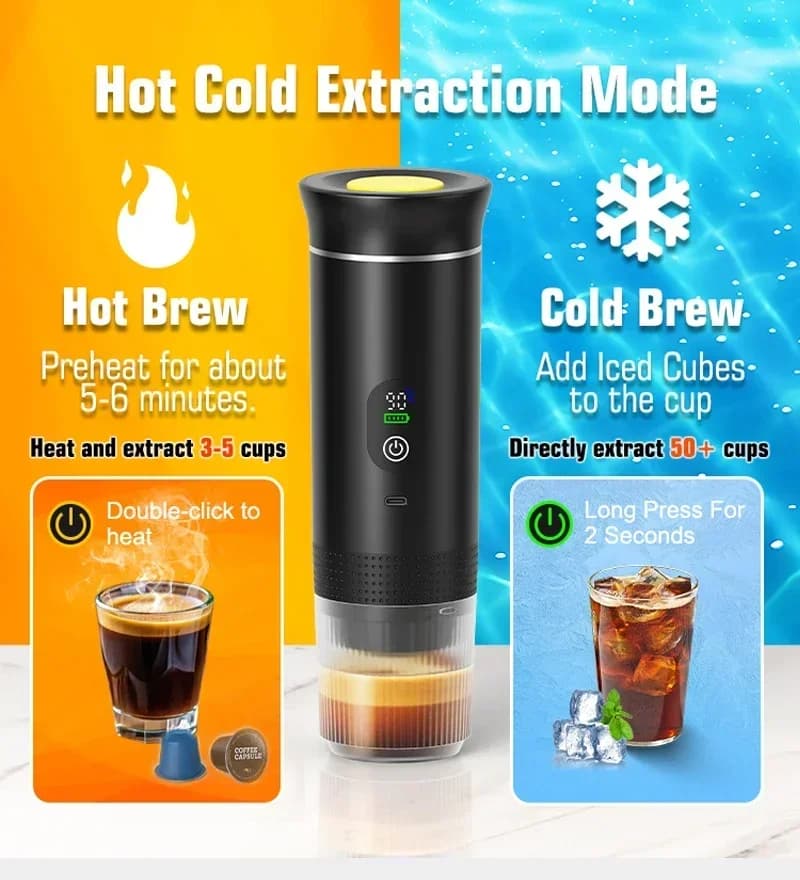 Bærbar espressokaffemaskin 3-i-1