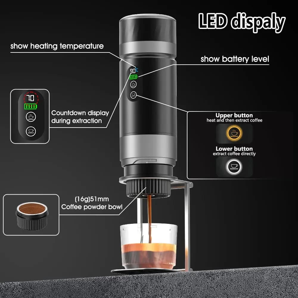 Bærbar espressokaffemaskin 3-i-1