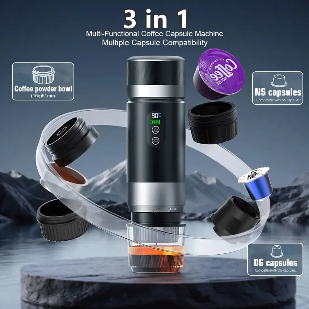 Bærbar espressokaffemaskin 3-i-1
