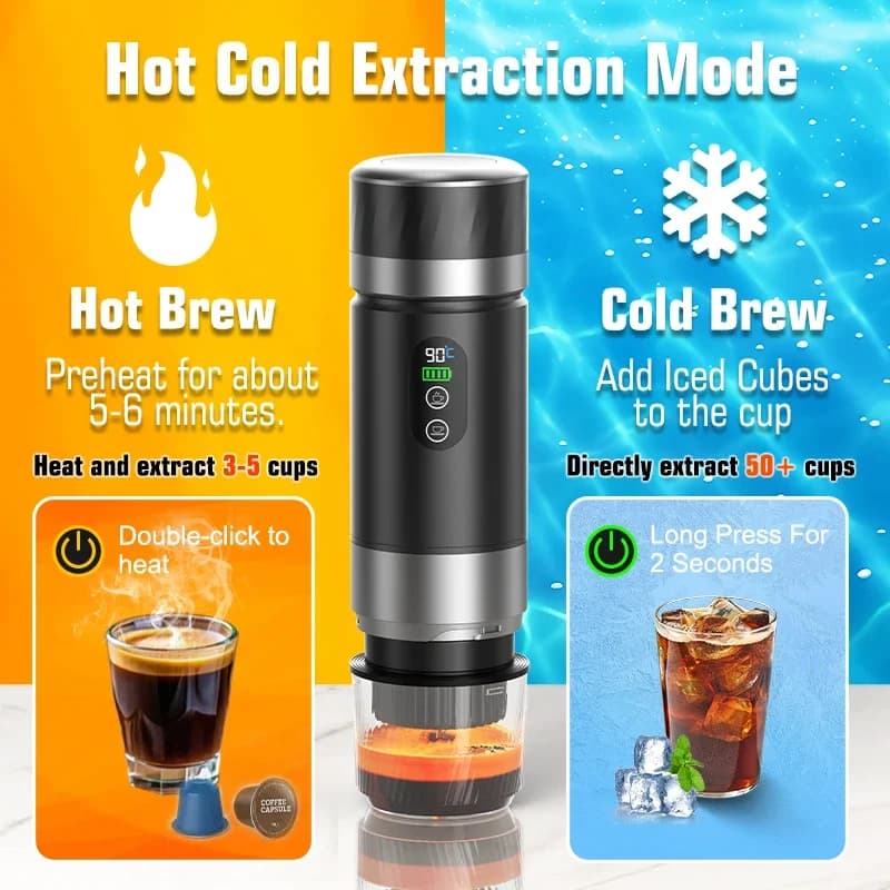 Bærbar espressokaffemaskin 3-i-1
