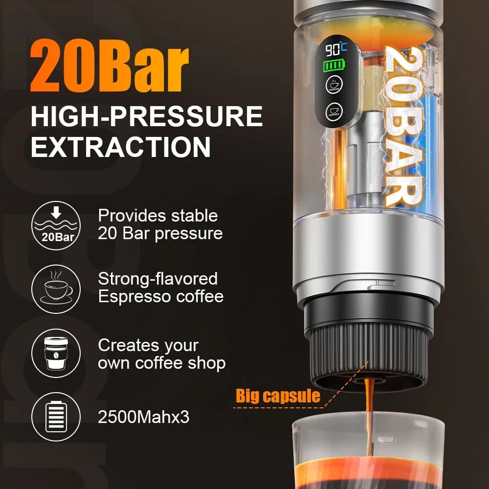 Bærbar espressokaffemaskin 3-i-1